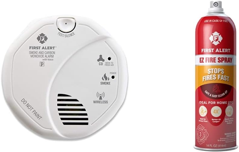 First Alert Wireless Interconnected Photoelectric Smoke and Carbon Monoxide Combo Alarm with Voice and Location, SCO500B-3