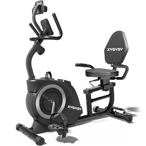 Recumbent Exercise Bike, Recumbent Stationary Bike for Home, Recumbent Bike with 400LB Weight Capacity Whisper-Quiet 16 Levels Magnetic Resistance Heart Rate Handle and Multi-Function LCD Comfortable Seat