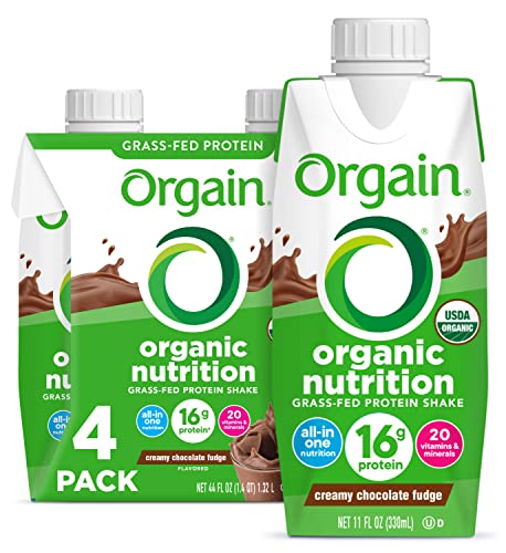 Orgain Organic Nutritional Protein Shake, Creamy Chocolate Fudge - 16g Grass Fed Whey Protein, Meal Replacement, 20 Vitamins & Minerals, Gluten & Soy Free, 11 Fl Oz (Pack of 12) (Packaging May Vary)