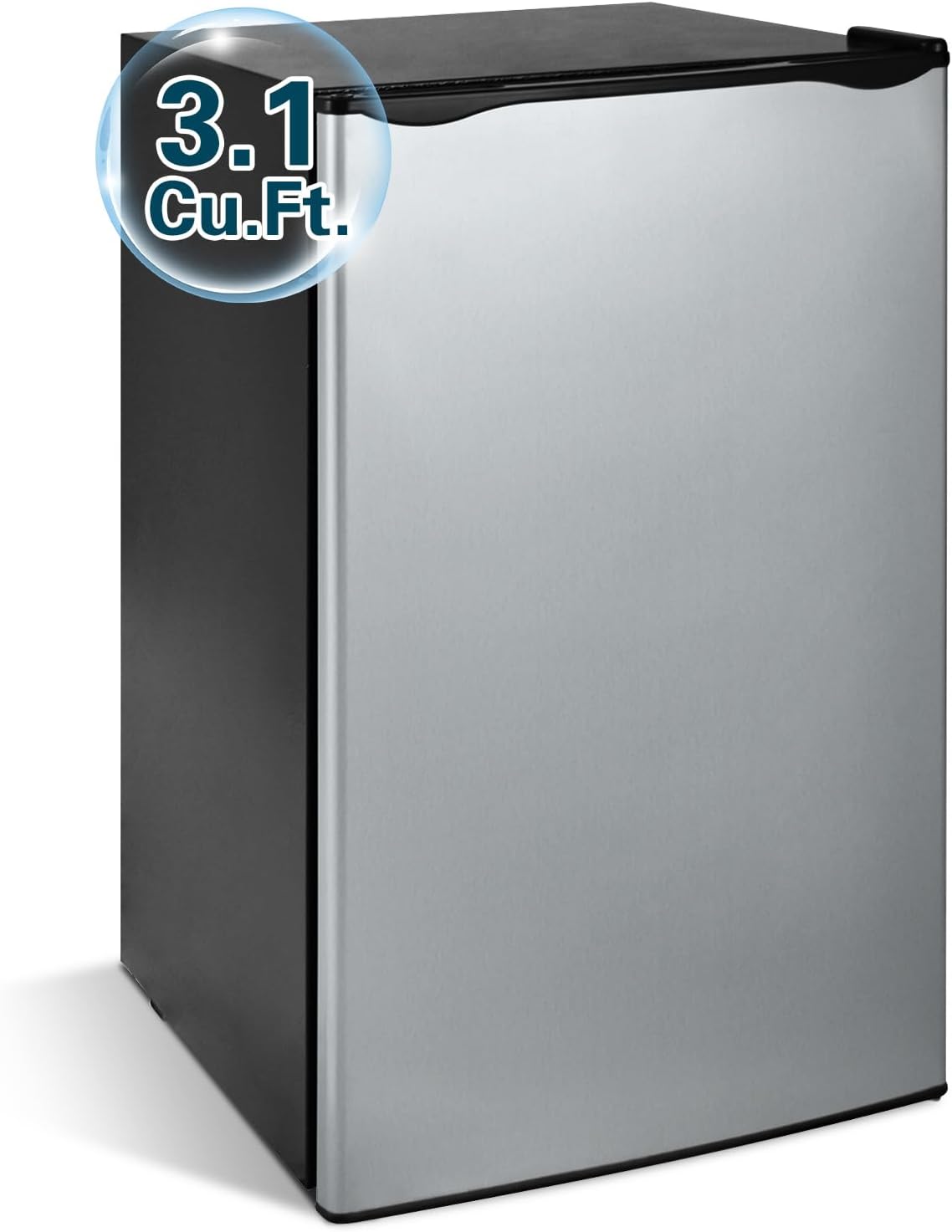 3.1 Cu. Ft. Mini Fridge with Freezer, Single Door Mini Refrigerator, Compact Fridge Adjustable Thermostat, Small Fridge for Bedroom, Office, Dorm, Silver