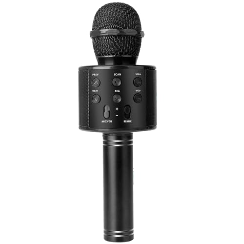 Wireless Bluetooth Karaoke Microphone Portable Handheld Mic Speaker 3-in-1 for All Smartphones Gifts Black