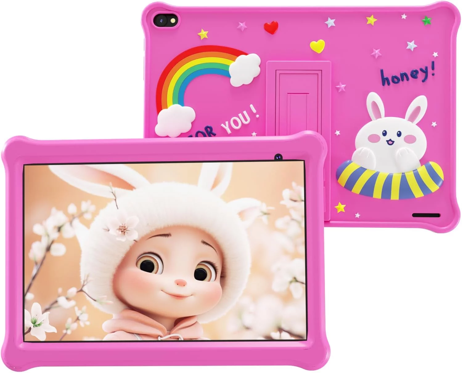 Kids Tablet, 10 inch Android Tablet for Kids, Toddler Tablet with Case, Parental Control, 6000mAh, Quad Core Processor, 2GB RAM 32GB ROM, HD Touch Screen Tablets, Pink