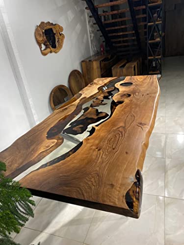 Personalized LARGE Fully Customised EPOXY TABLE, Resin River Dining Table Top for 2, 4, 6, 8, Wood Epoxy Coffee Table Top, Living Room Table Top (28.5