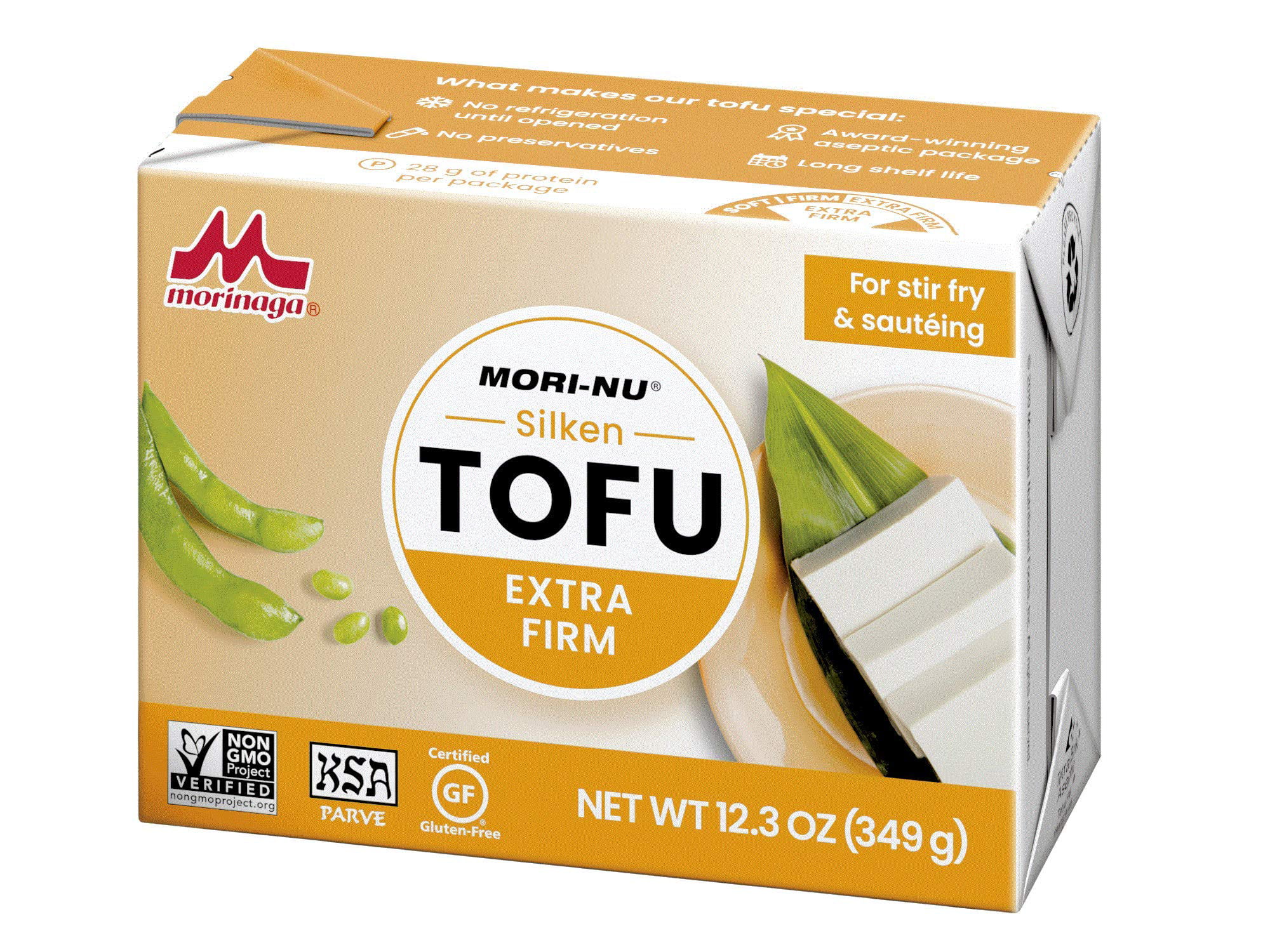 Mori-Nu Silken Tofu Extra Firm | Velvety Smooth and Creamy | Low Fat, Gluten-Free, Dairy-Free, Vegan, Made with Non-GMO soybeans, KSA Kosher Parve | Shelf-Stable | Plant protein | 12.3 oz x 12 Packs