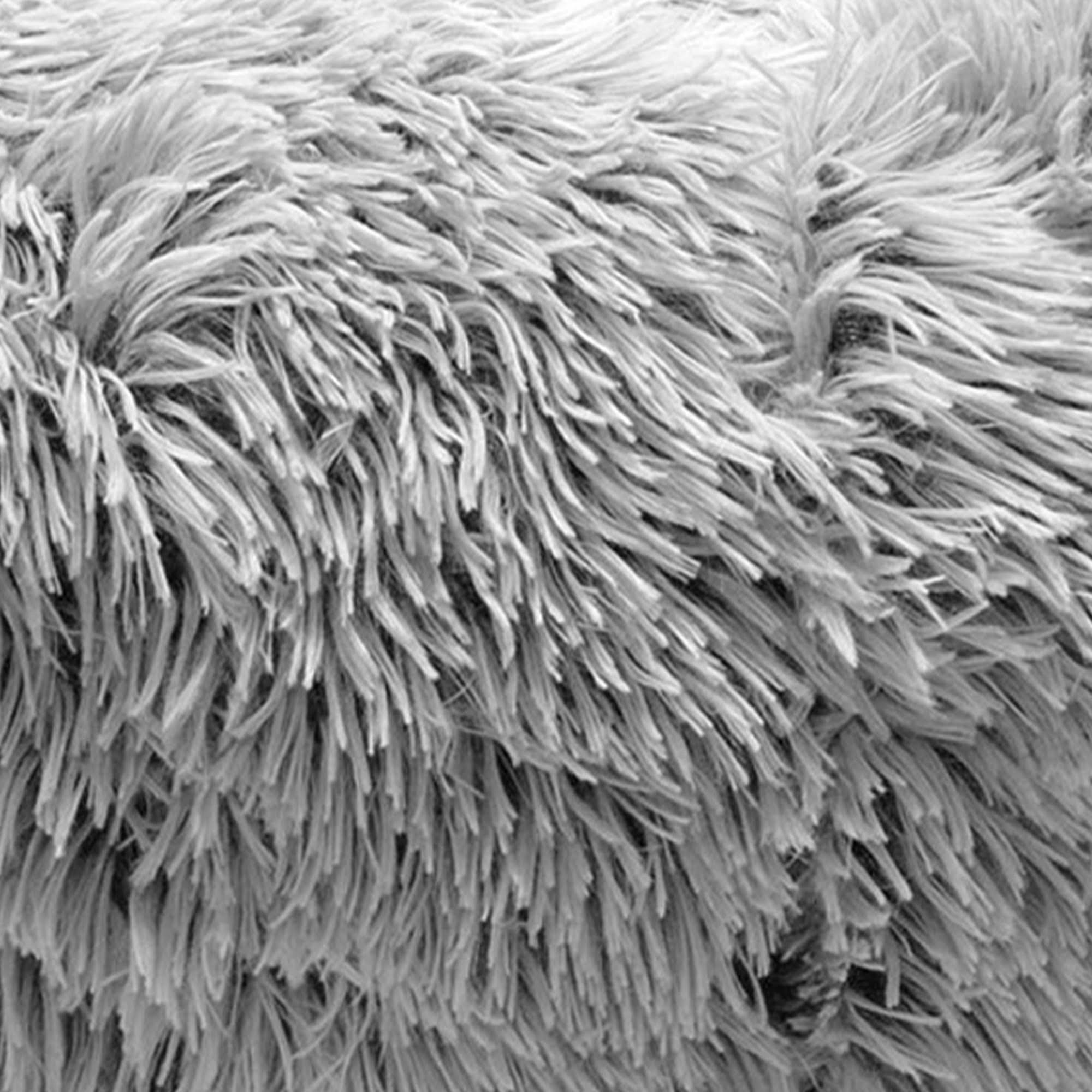 FurHaven Calming Cuddler Long Fur Donut Dog Bed - Large, Mist Gray