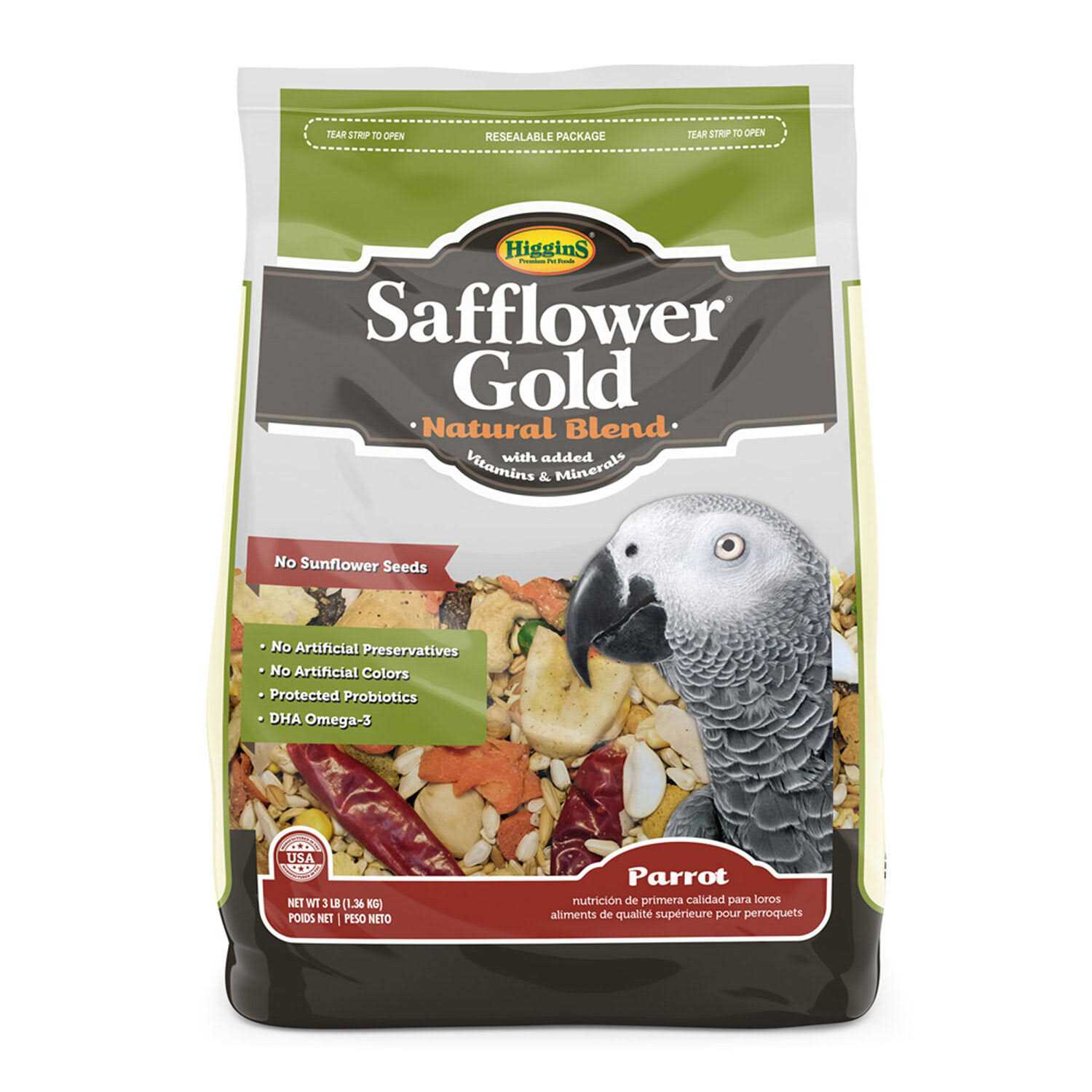 Higgins Safflower Gold Parrot Food - Pet Supplies online store