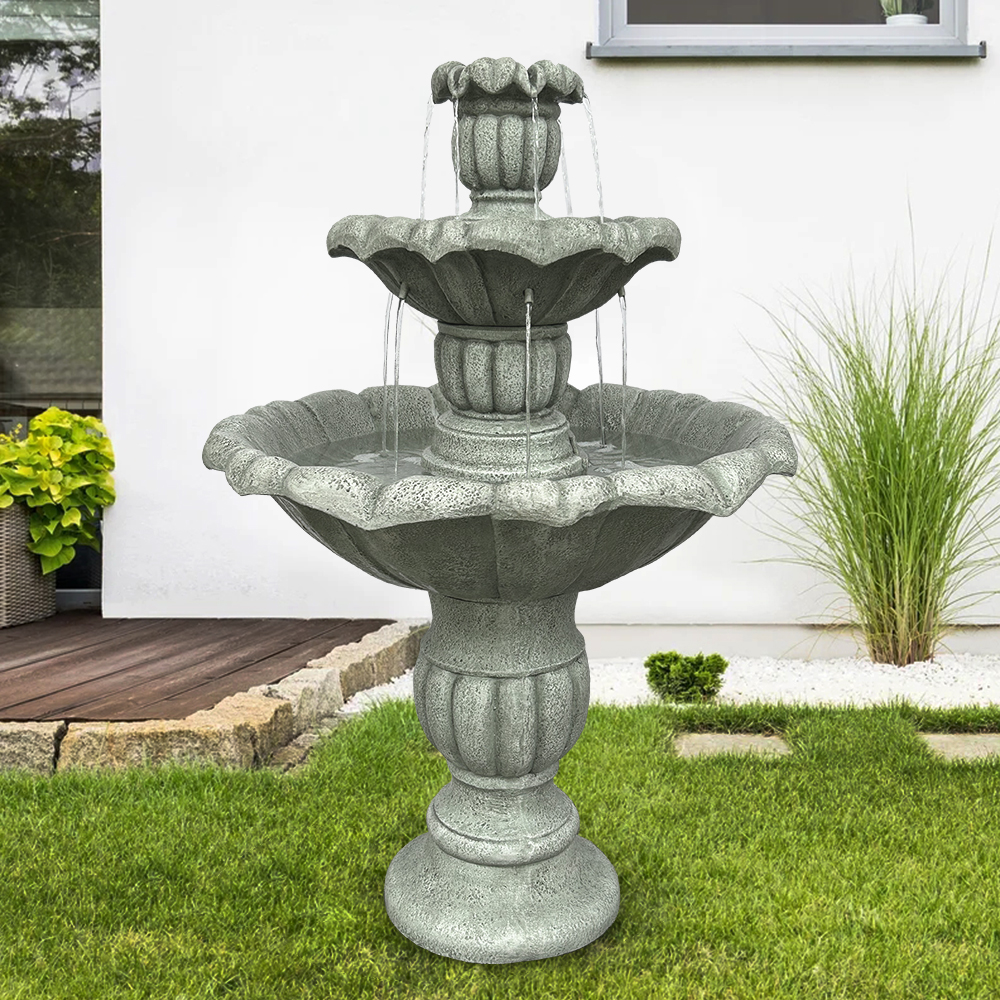 Willwolfer 35'' H 3-Tier Outdoor Water Fountain - With Submersible Electric Pump- Garden Cascading Waterfall for Yard Patio Lawn Home Decor
