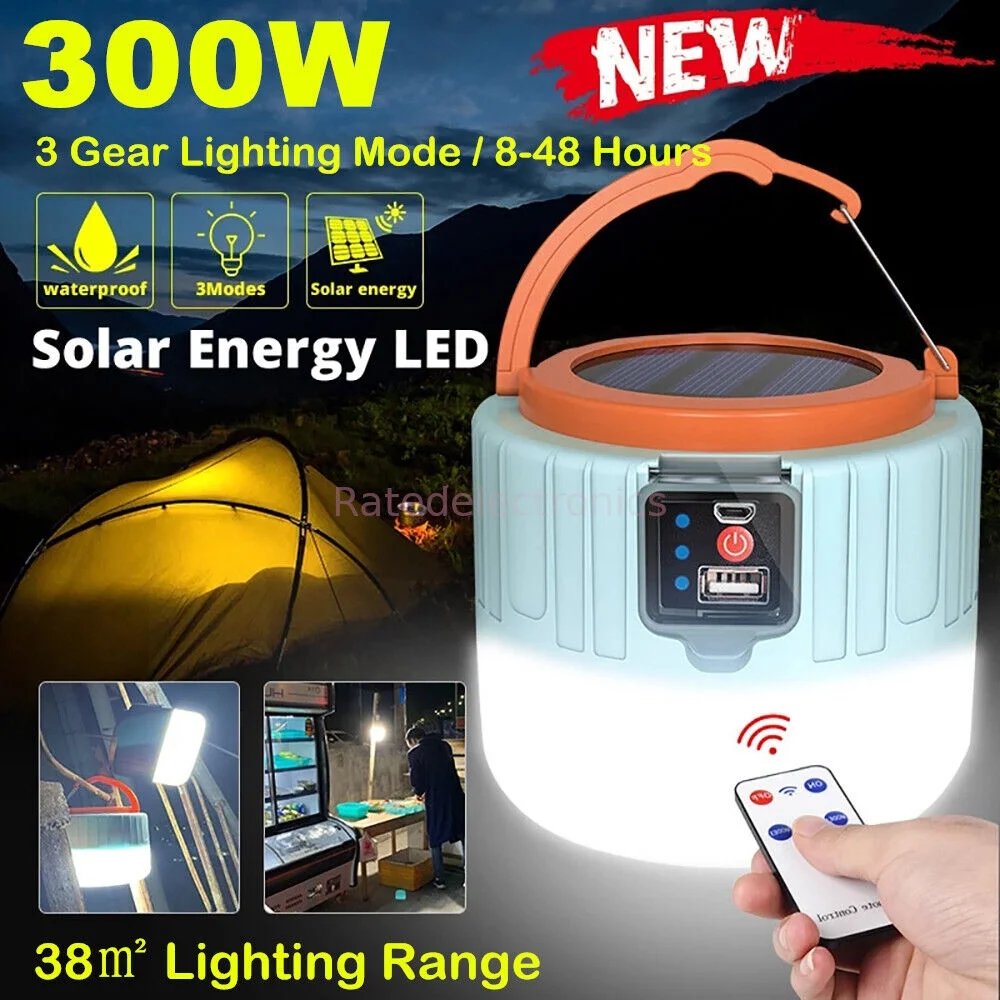 Solar Camping LED Lamp with USB Rechargeable and Remote Control - Perfect Outdoor Tent Light for Hiking and Camping