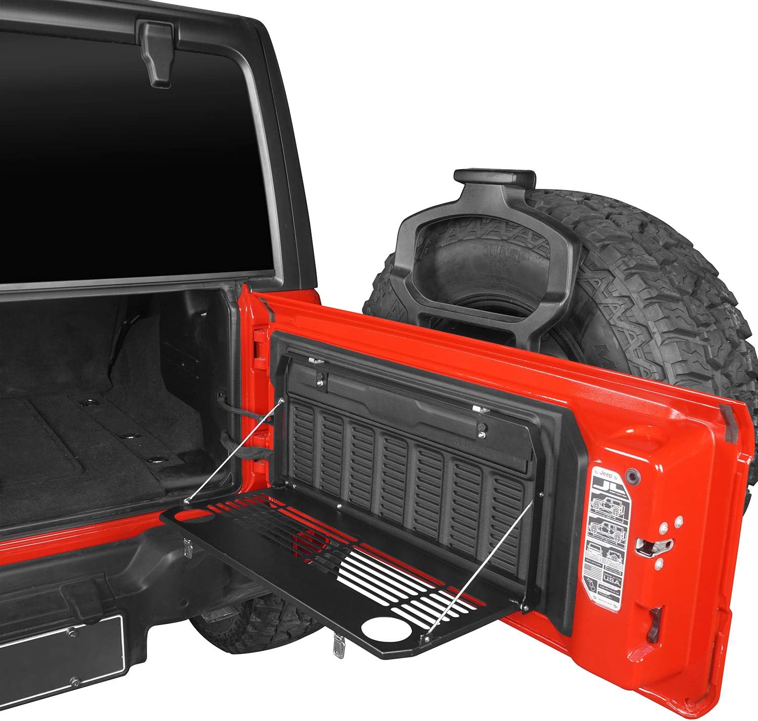 Hooke Road Tailgate Table Foldable Cargo Shelf for Jeep JL Wrangler 2018 2019 2020 2021 2022