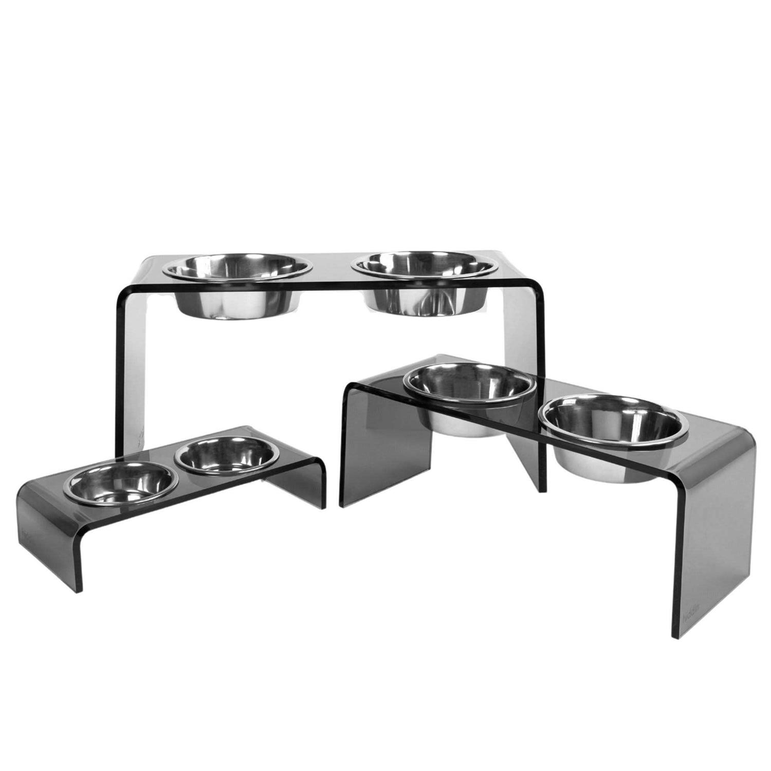 Acrylic Double Bowl Elevated Pet Feeder Hiddin - Pet Supplies online store