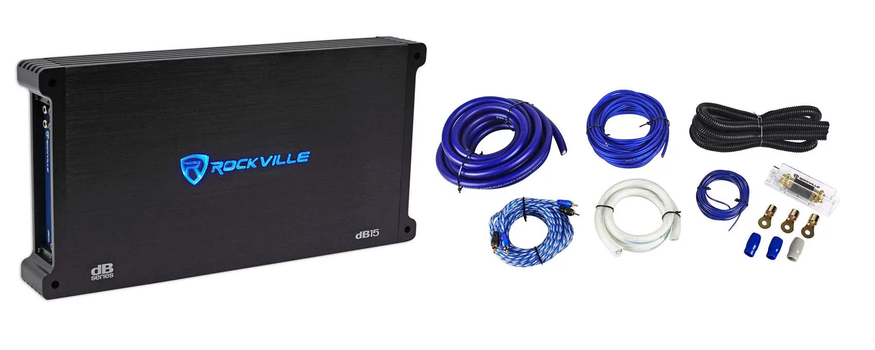 Rockville dB15 6000 Watt Peak/1500w RMS Mono 2 Ohm Amplifier+Amp Kit