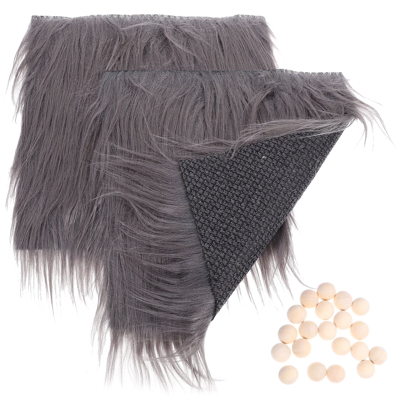 2 Sets   Craft Supply Decoration Gnome Doll DIY Making Supplies Including Square Faux Fur Fabric Wooden Balls