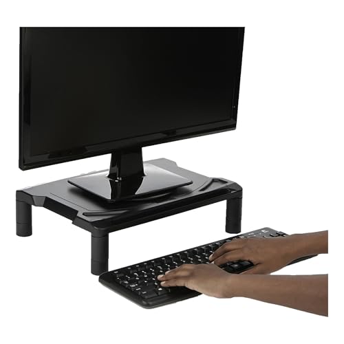 Mind Reader Wide Monitor Stand, Height Adjustable, Rotating Base, Laptop Riser, Office, 16.14