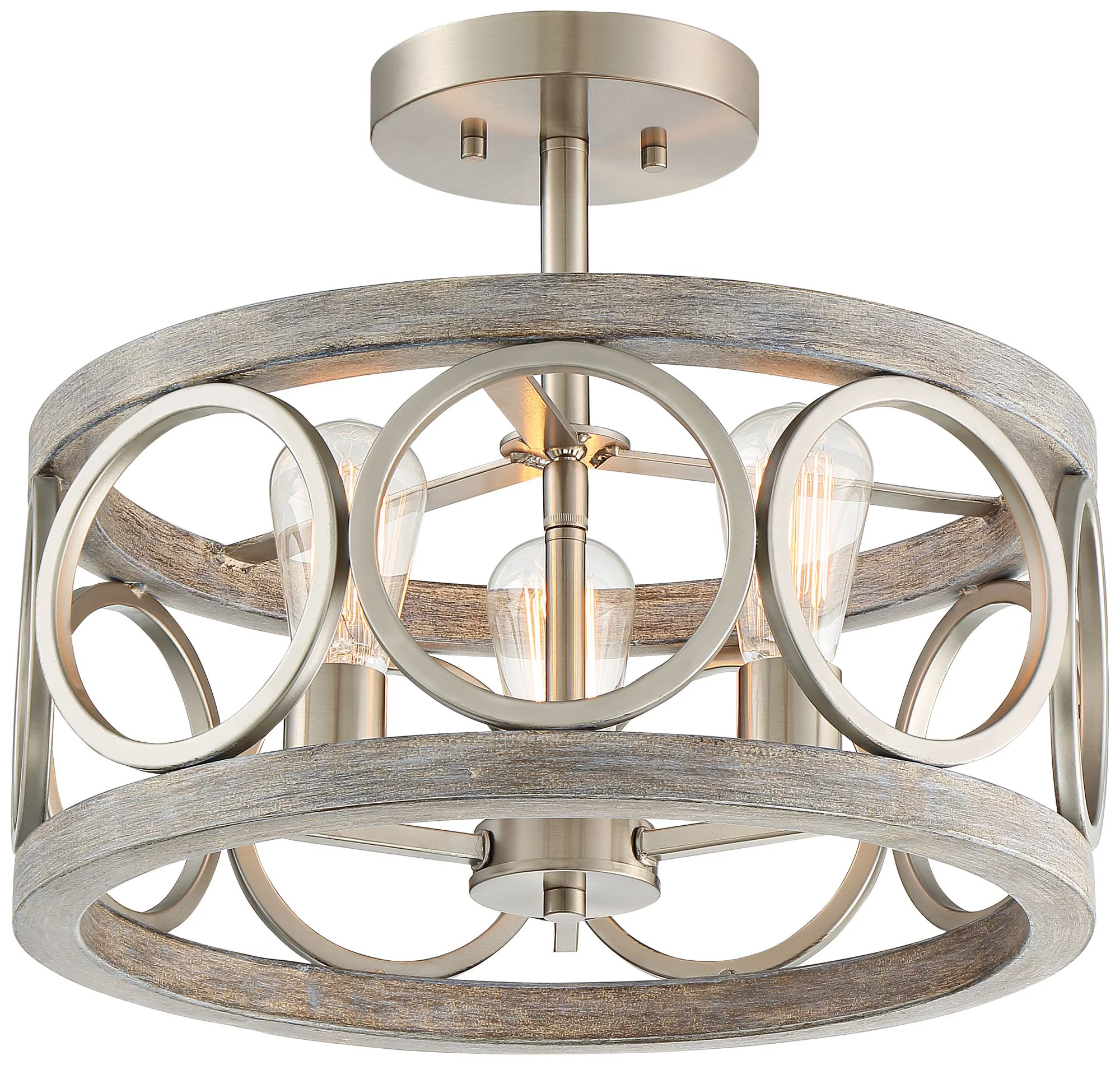Franklin Iron Works Salima Rustic Farmhouse Ceiling Light Semi Flush Mount 16