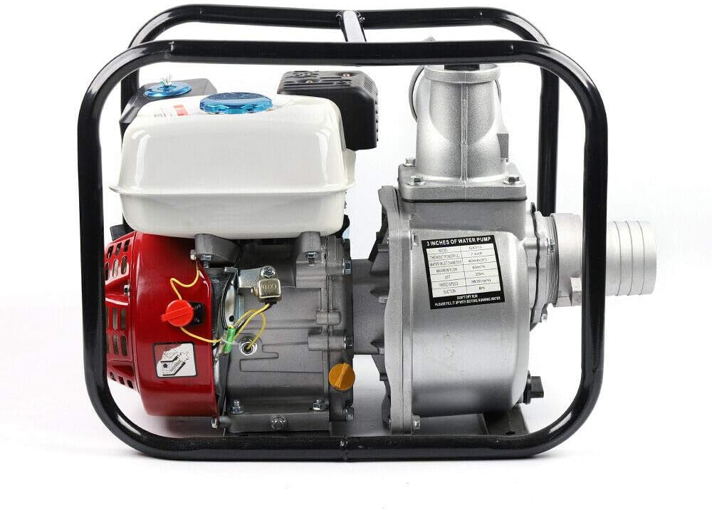 DNYSYSJ Gasoline Water Pump, Gas-Powered Water Transfer Pump 3 Inch 210CC 7.5 HP Heavy Duty Semi-Trash Clean Water Pump Gasoline Engine for Pool Water Remove, lawn garden Irrigate
