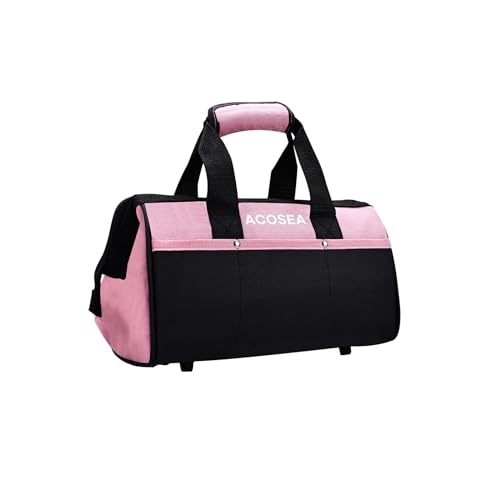 Pink Tool Bag,13 Inch Wide Mouth Open Tool Organizer with 12 Storage Pockets (Pink)