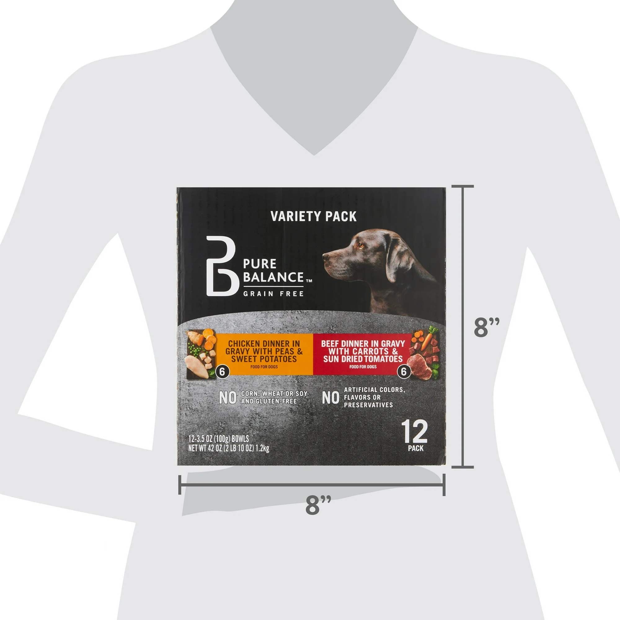 (24 pack) Pure Balance Grain Free Chicken Dinner in Gravy & Beef Dinner in Gravy Wet Dog Food Variety Pack, 3.5 oz, 12 Count