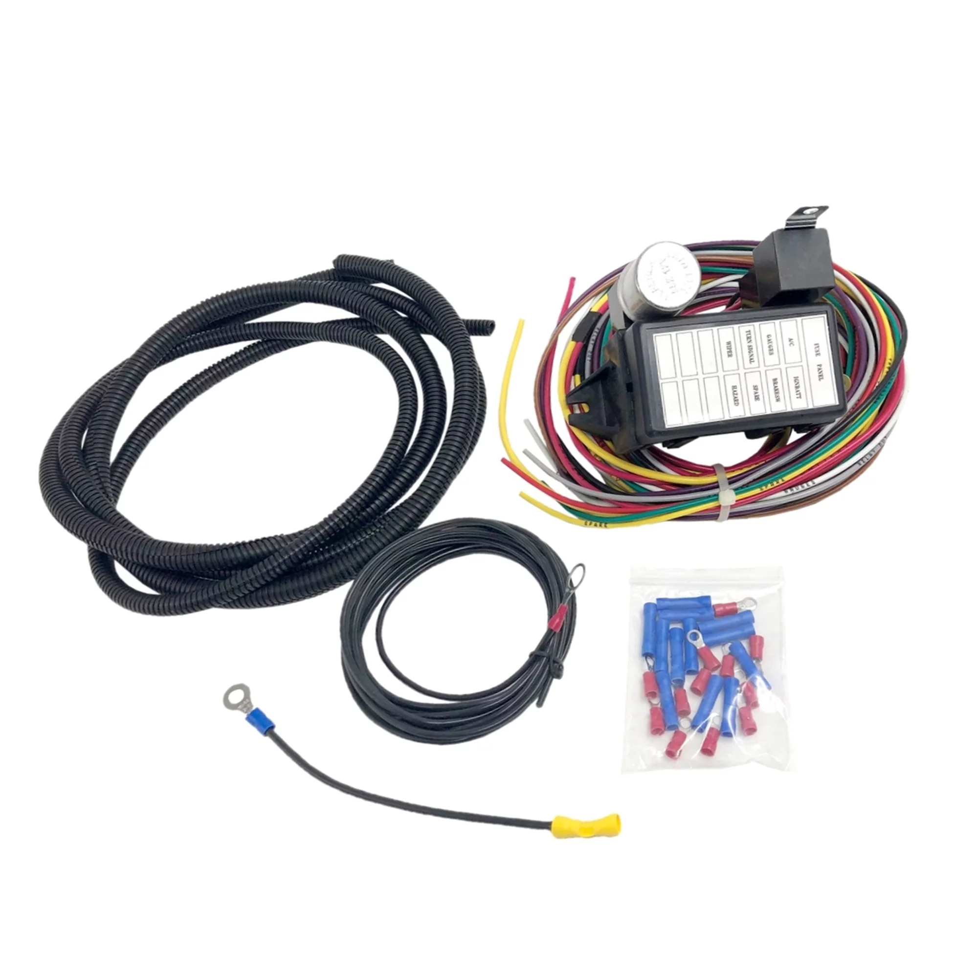 Universal Fitment Wire 10 Circuit 8 Fuses Basic Wire Harness Fuse Box Street Hot Rat Rod Wiring Pick Up Car Van Truck 12V