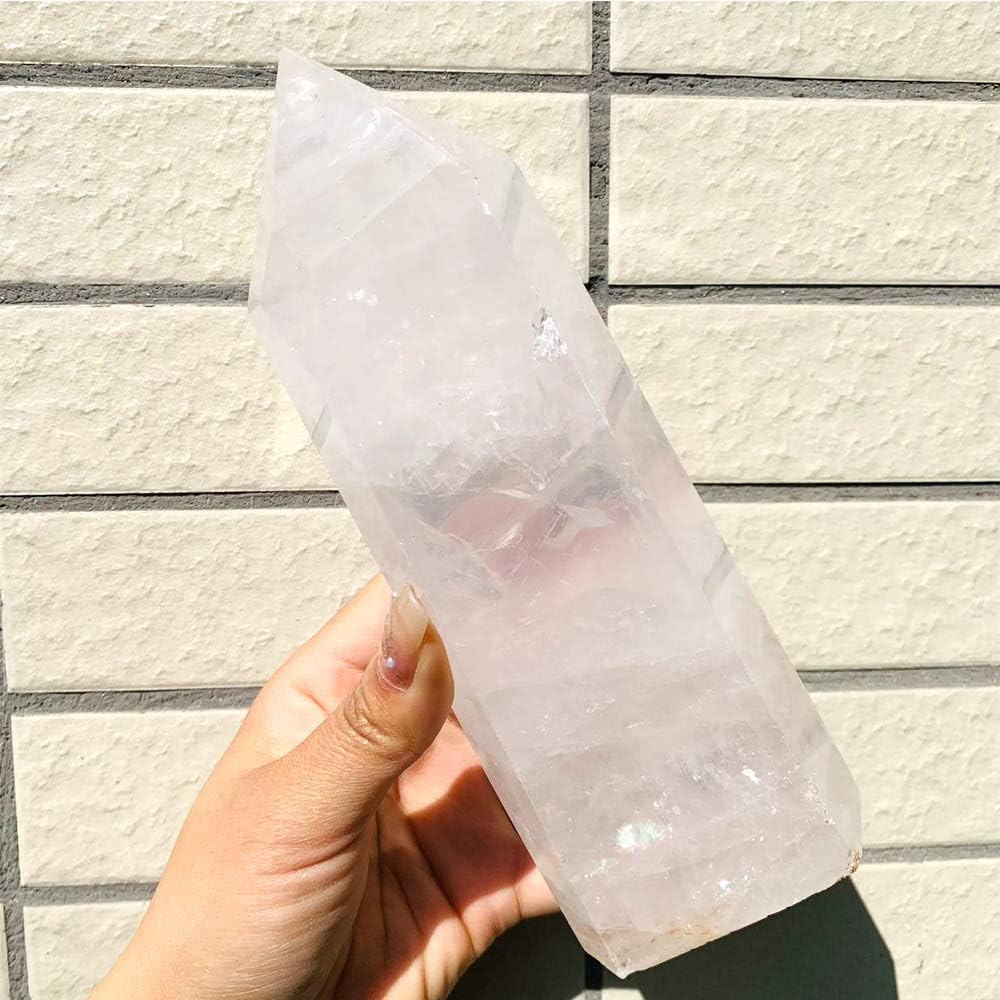 6.29inch Natural Clear Quartz Tower Lemurian Seed Crystal Wand Quartz Point Crystal Healing Pack of 2
