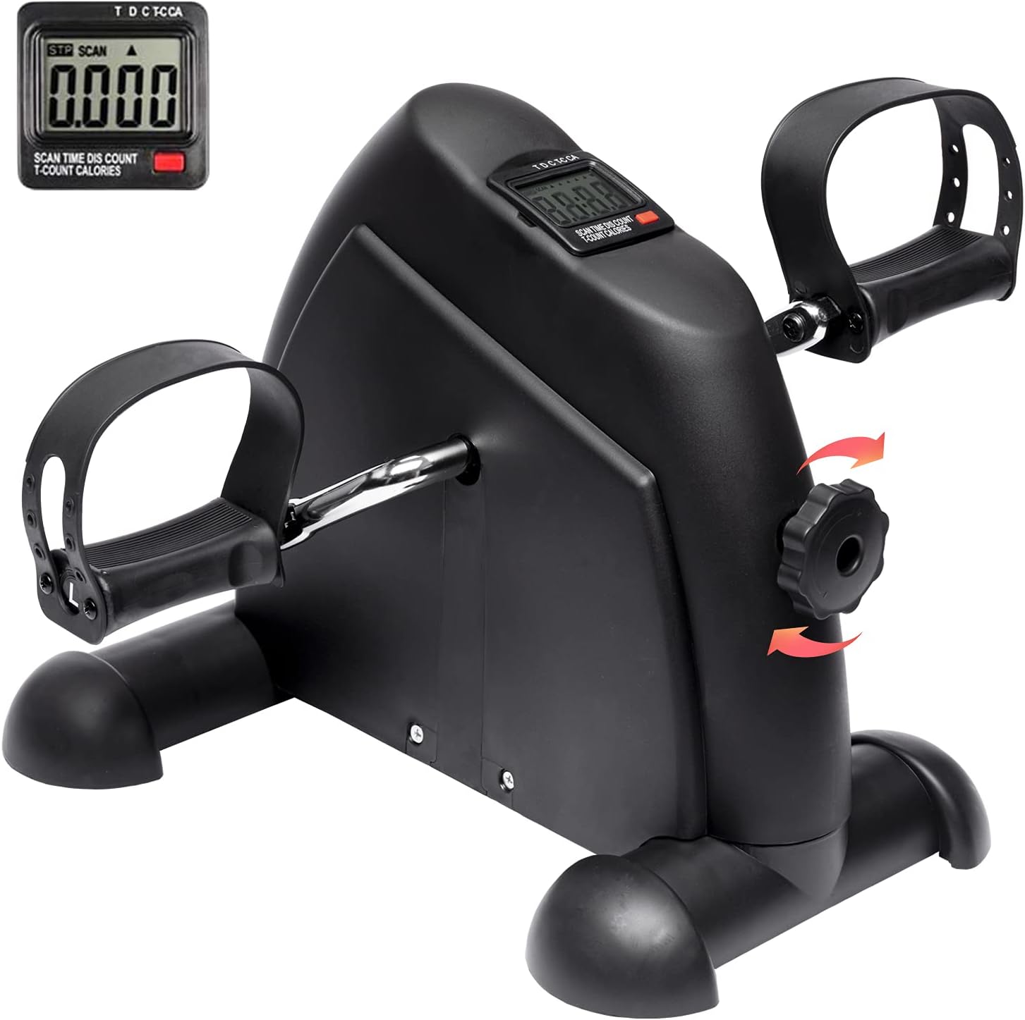 Mini Exercise Bike,Under Desk Bike Pedal Exerciser Foot Cycle Arm & Leg Pedal Exerciser with LCD Screen Displays Pack of 2