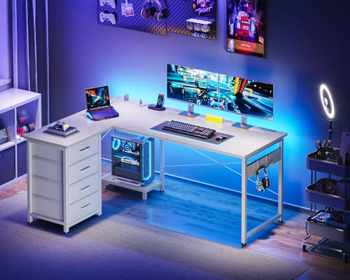 Casaottima L Shaped Desk with 4 Tier Drawers, 53