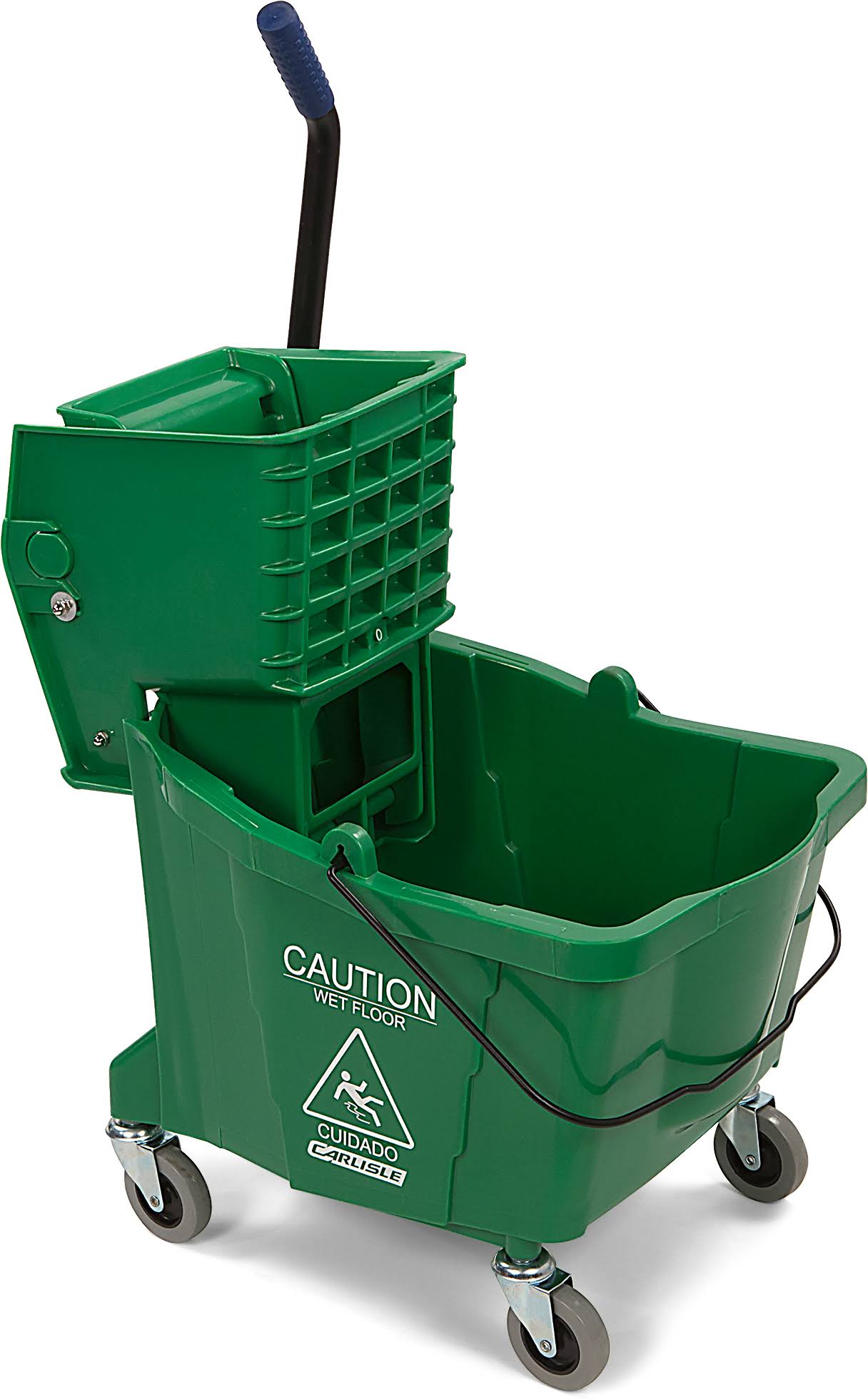Carlisle 35 Quart Mop Bucket with Side-Press Wringer, Green (3690409)