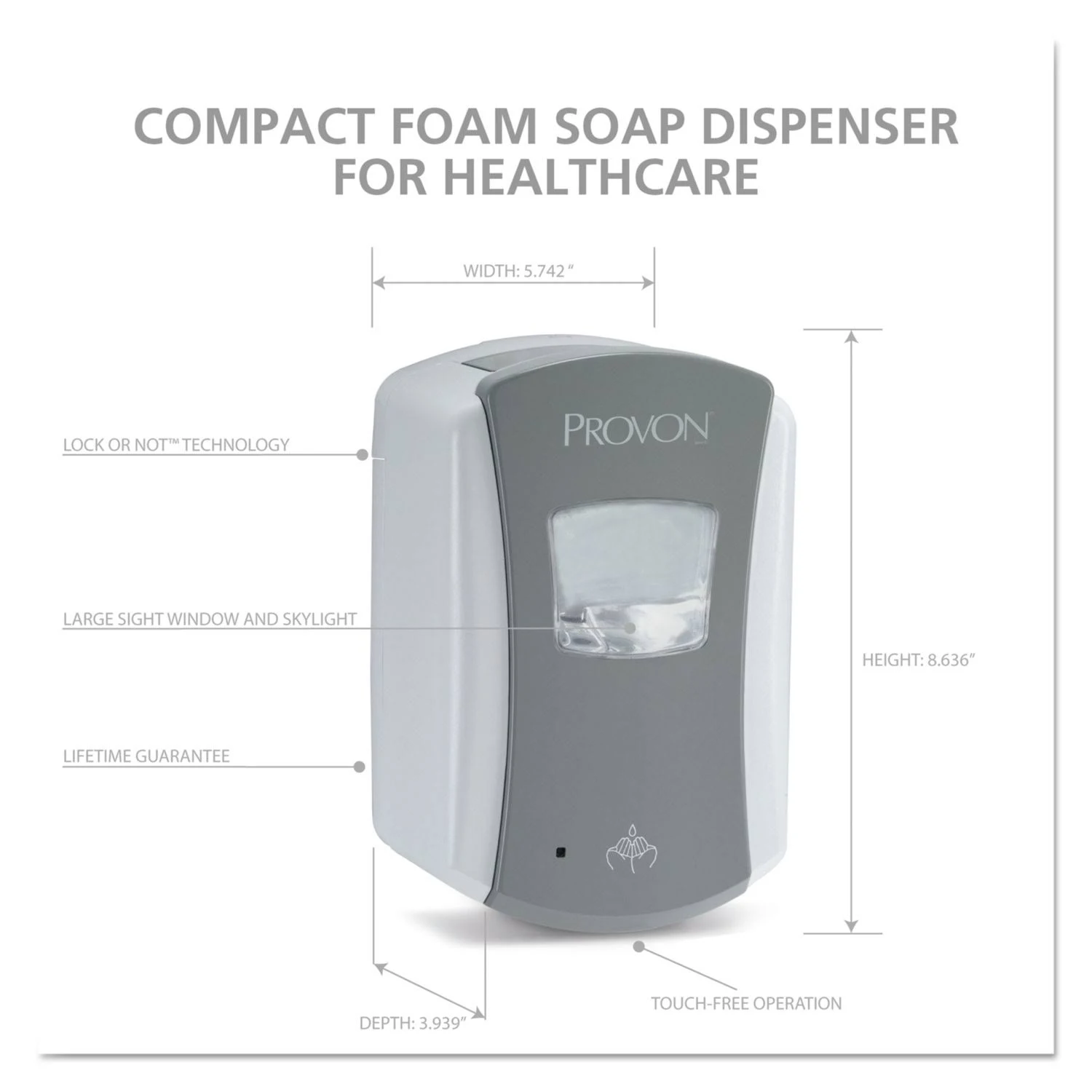 Provon LTX-7 Dispenser 700ml Gray/White 4/Carton