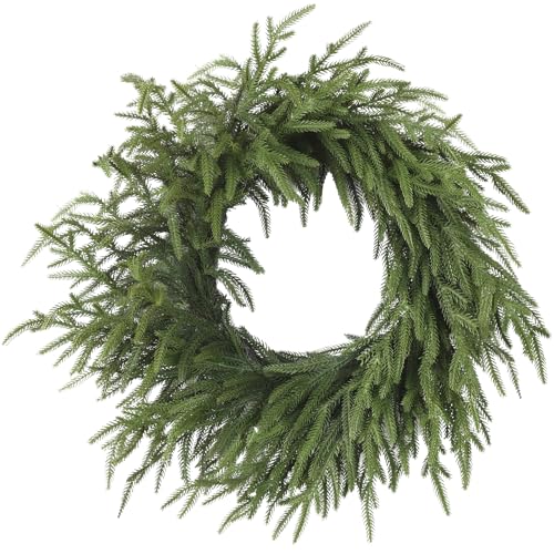 26 Inch Christmas Wreaths for Front Door with Red Berry Real Touch Large Artificial Xmas Winter Pine Cedar Wreaths for Windows Outdoor Christmas Home Yard Farmhouse Wall Front Door Porch Hanging Decor