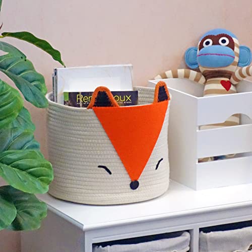 T&T Homewares Orange Fox Storage Basket - Medium, Multipurpose for Baby Diapers, Laundry, Kids Room, Dog/Cat Toys - Ideal for Woodland Nursery Decor & Organizing