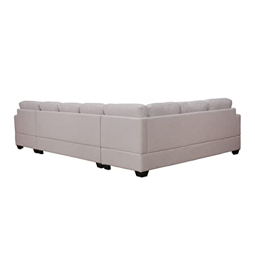 Modern Large Upholstered U-Shape Sectional Sofa, Extra Wide Chaise Lounge Couch, Beige Living Room Furniture
