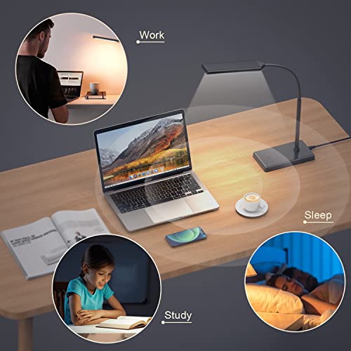 KEXIN Clip on Table Lamp 3 Color Modes 10 Brightness Eye-Caring Clamp Light Dimmable Reading Lamp 360° Rotatable Metal Gooseneck Desk Lamp Clamp Lamp Portable Small Desk Lamp for Home Office Work Lamp