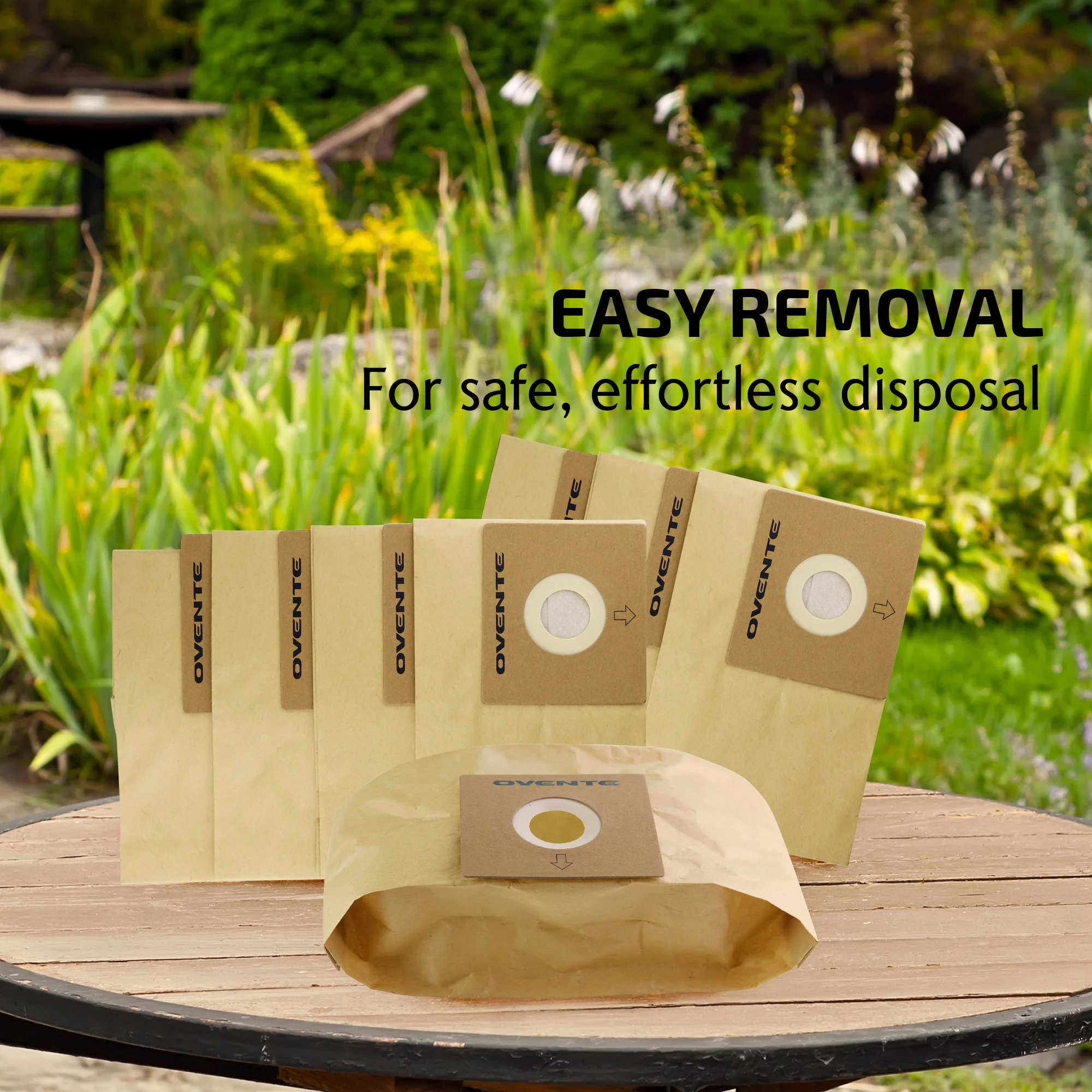 OVENTE 8-Pack Premium Disposable Compact Dust Bag Replacement with Ultra Filtration, Fit for ST1600 Canister Vacuum Cleaner Model Series Large Size and Easy Storage, Brown ACPST16708