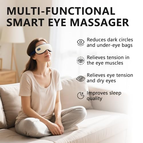 Eye Massager with Heat, Birthday Gifts for Women Men, Heated Eye Mask for Dry Eyes, Migraine Relief, Strain Relief, Improve Sleep, Gifts for Dad Mom Him Her Christmas Stocking Stuffers