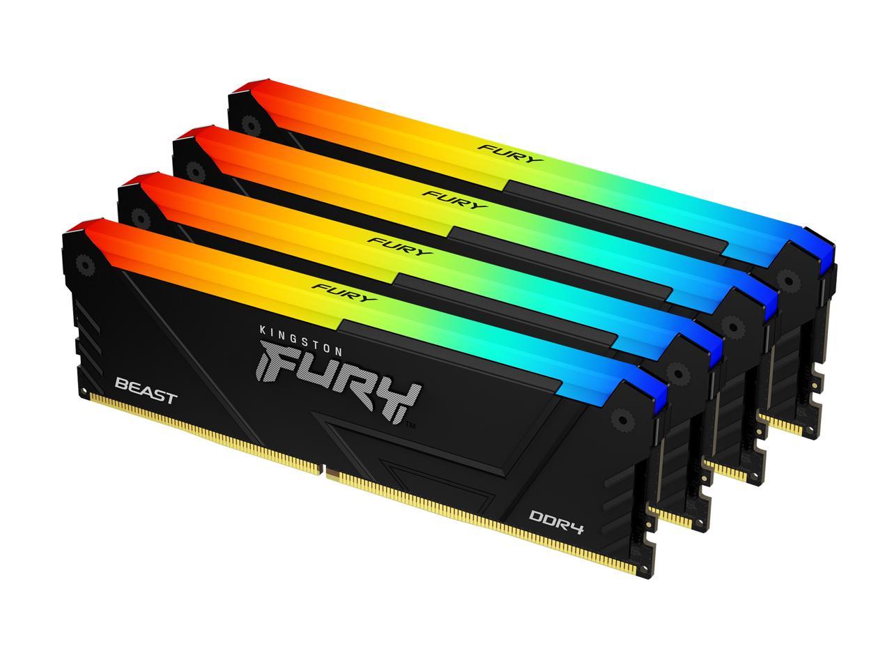 Kingston FURY Beast 64GB (4 x 16GB) 288-Pin PC RAM DDR4 2666 (PC4 21300) Desktop Memory Model KF426C16BB12AK4/64