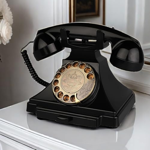 Retro Landline Telephone, Corded Antique Phone Vintage, 1930s Rotary Dial Home Decor Phone, Old Fashion Decorative House Phones for Seniors, Working Basic Rotary Phones for Home/Office/Hotel/School