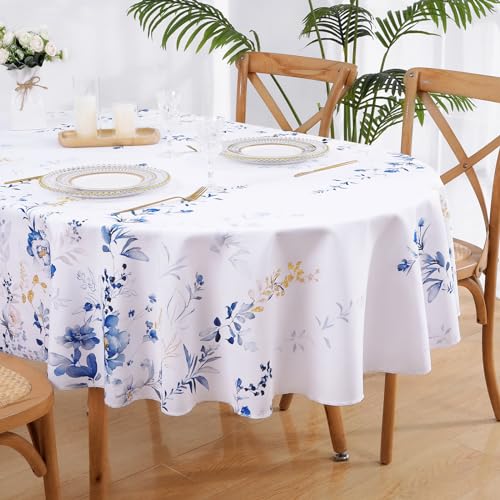Floral Tablecloth Rectangle, Watercolor Wildflower Table Cloth, Spring Summer Waterproof Polyester Fabric Wrinkle Free Tablecloths for Outdoor, Picnic, Camping, Kitchen, Dining Room, 60x104 Inch
