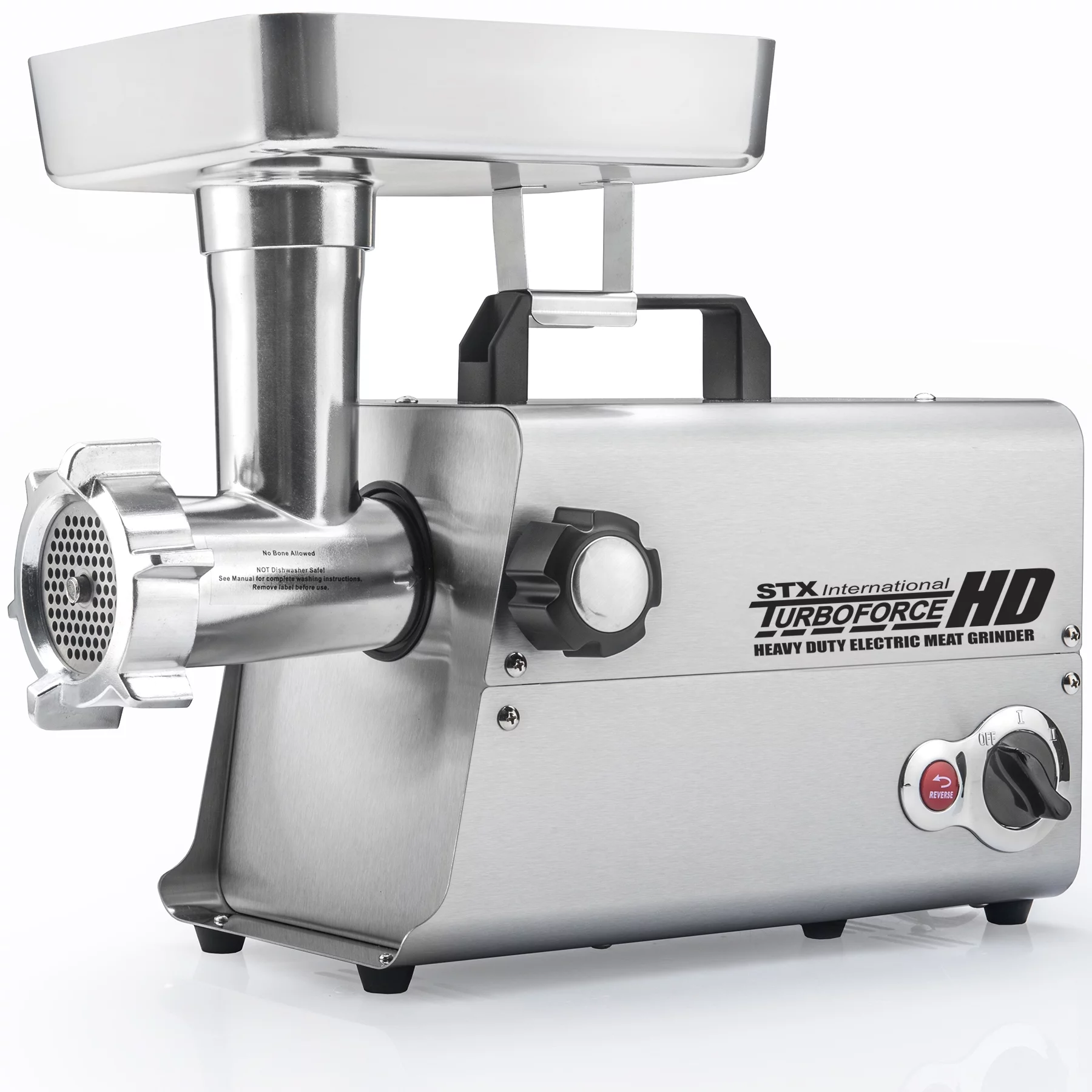 STX International Turboforce 3500-TFHD Heavy Duty Electric Meat Grinder with 4 Grinding Plates • 3 S/S Blades • Sausage Stuffer • Kubbe • 3 Lb. High Capacity Meat Tray, • 2 Meat Claws & Burger Press
