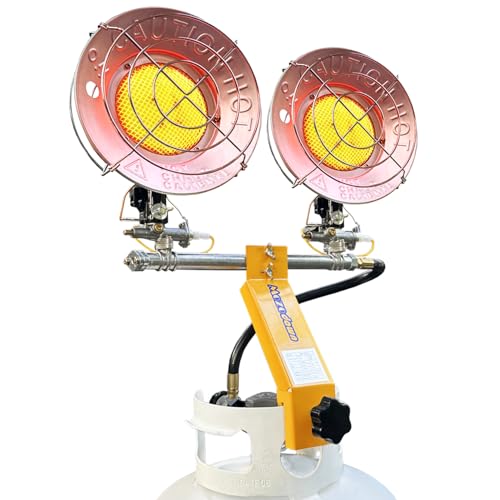 Propane Tank Top Heater 30000 BTU, Indoor/Outdoor With 3 Heating Levels, Tip-Over Protection, Portable LP Gas for Camping, Tent, Garage, Patio, RV Travel, Ice Fishing - Yellow