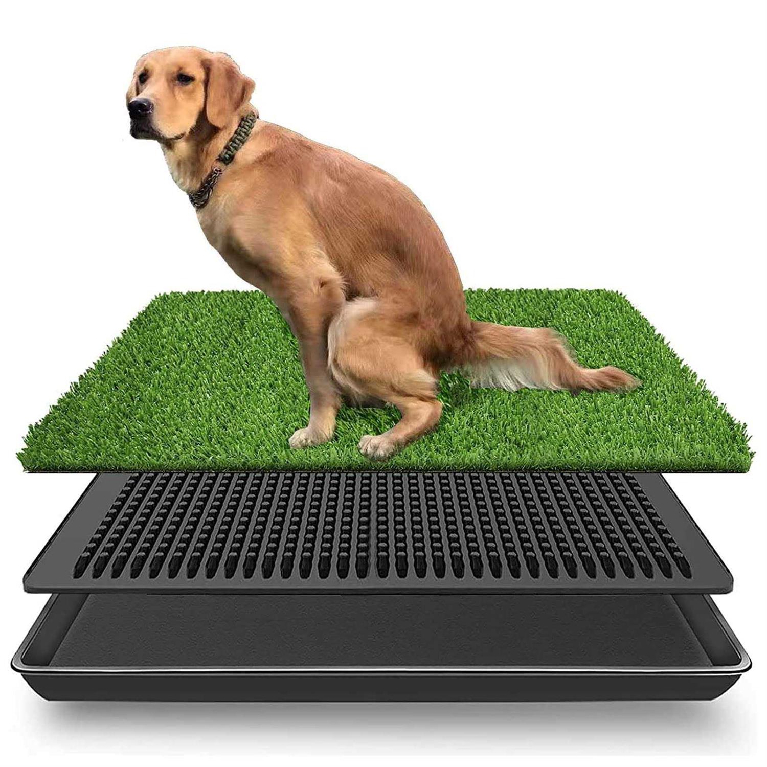 Lomantown Fake Grass Dog Potty Pad Portable Dog Turf Trainer Grass with Tray - Pet Supplies online store