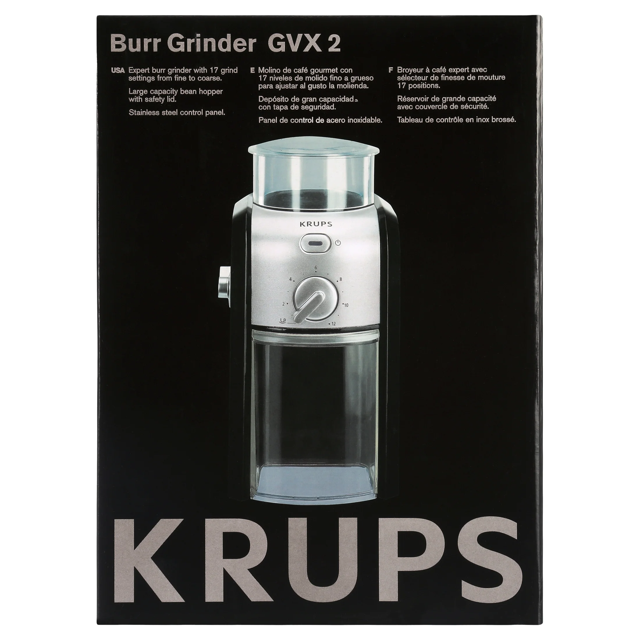 KRUPS GVX212 Burr Mill Coffee Grinder, Black