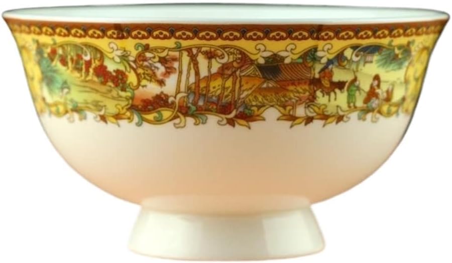Ceramic Bowl Chinese Bowls Chinese Ancient Palace Style Porcelain 13cm 5.1in High Foot high-Grade Bone China Rice Bowl Household Tableware