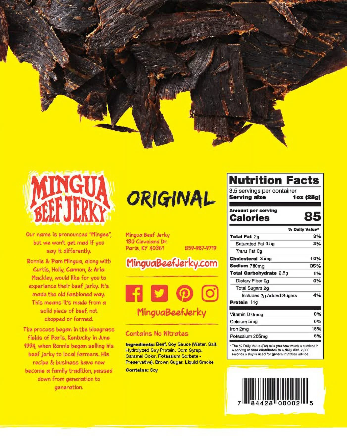 Mingua Beef Jerky - Two Milds + Two Garlic & Onions, 3.5 ounces, 14.0 Ounce