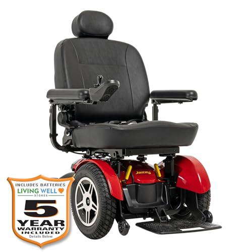 Pride Jazzy Elite HD Power Wheelchair, 450 Lbs. Weight Capacity, with 5-Year Extended Warr (Red, 22