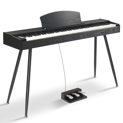 Ktaxon Digital Piano 88-Key Weighted Action Electric Piano with 3-Pedal Unit, Double Bluetooth, Split/Touch/Transpose Control Functions(Black)