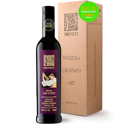 Pruneti - Frantoio Robust, Organic New 2024-2025 Early Harvest Italian Olive Oil Extra Virgin from Tuscany, Italy, Polyphenol Rich 500+ mg/kg, Gold Winner, First Cold Pressed, 16.9 fl oz
