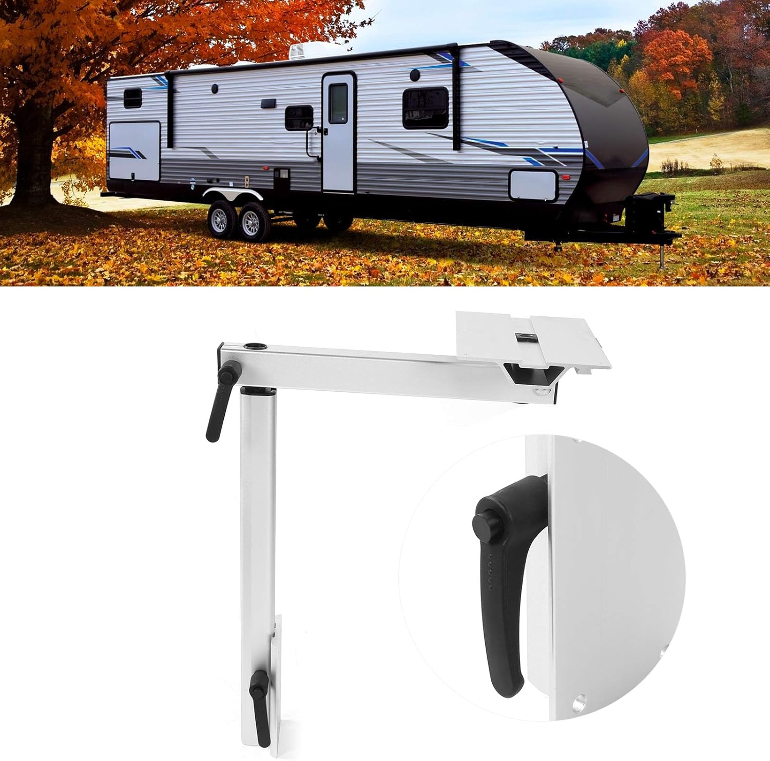 Table Leg, 360 Degrees Rotatable Adjustable Removable Laptop Table Leg Bracket for RV Caravan Motorhome