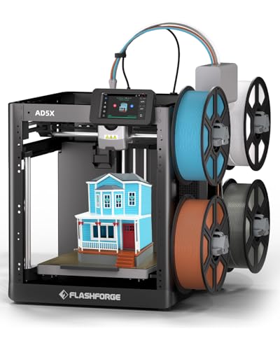 FLASHFORGE AD5X Multi-Color 3D Printer 4 Colors with IFS, Fully Auto Leveling FDM 3D Printer with Max 600mm/s High Speed Printing and Max 300&deg;C Nozzle, Large Printing Size 220 * 220 * 220mm