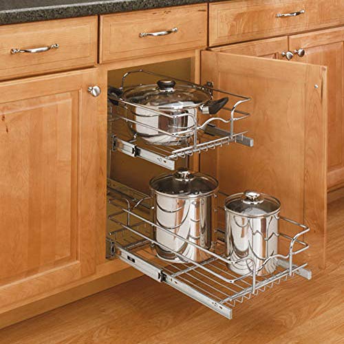 Rev-A-Shelf - 5WB2-1218-CR - 12 in. W x 18 in. D Base Cabinet Pull-Out Chrome 2-Tier Wire Basket