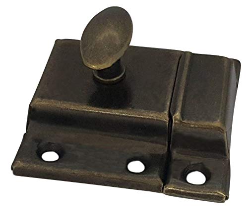 QCAA Oval Turn Cabinet Latch, for Cupboard & Other Furniture, Large, Antique Copper, Made in Taiwan, 1 Pack