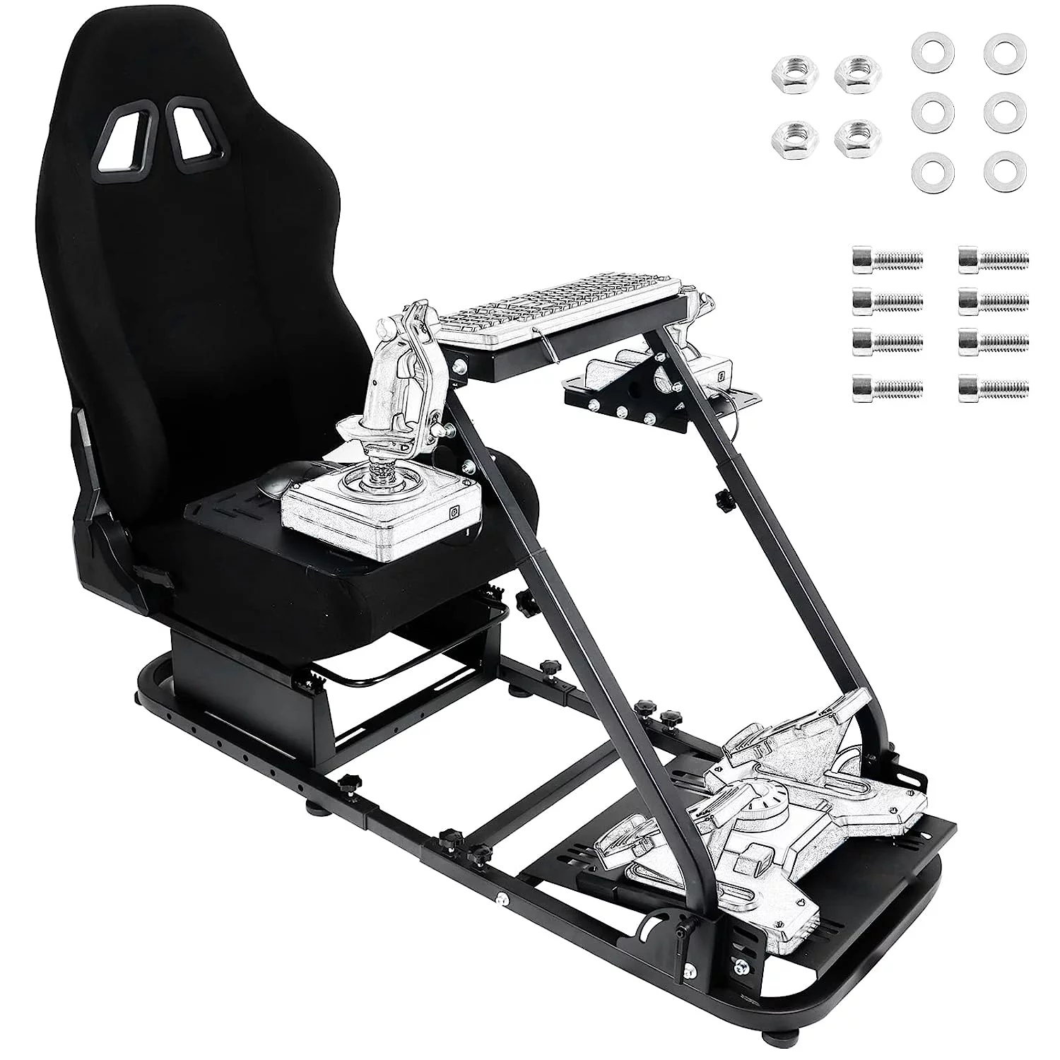 Marada Flight Racing Simulator Cockpit with Game Seat Foldable Fit Thrustmaster HOTAS Warthog